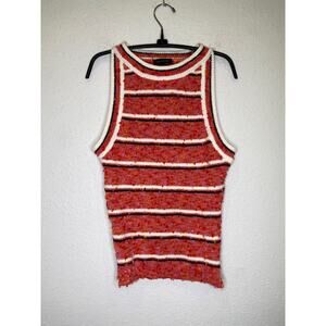 Ann Taylor Striped Pink Orange Boucle Knit Summer Tank NWT Sz XXL Scoop Neck